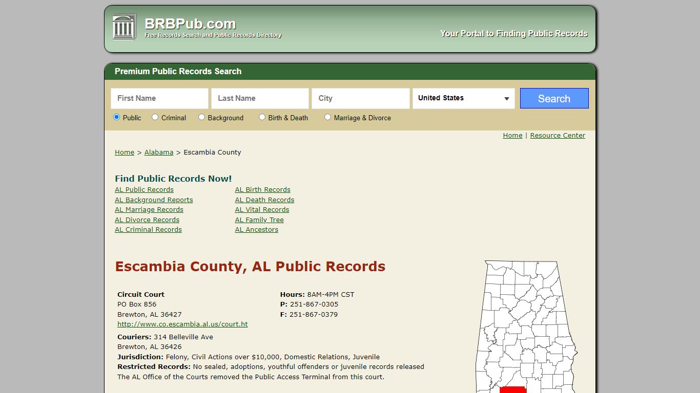 Escambia County Public Records | Search Alabama Government ...